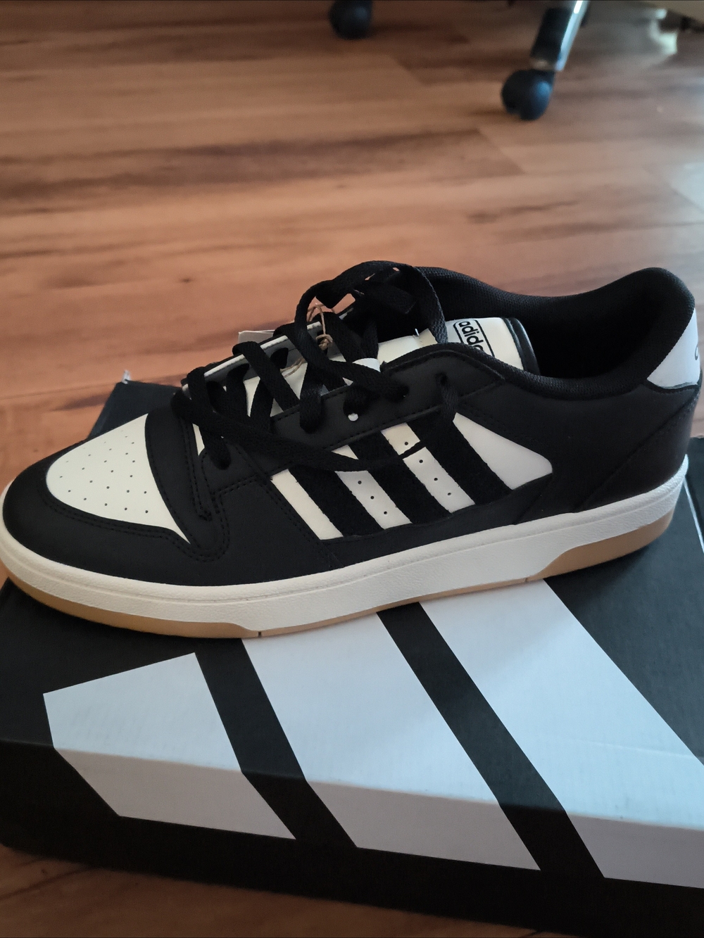 adidas Men’s Black, White & Gum-Trim Casual Sneakers